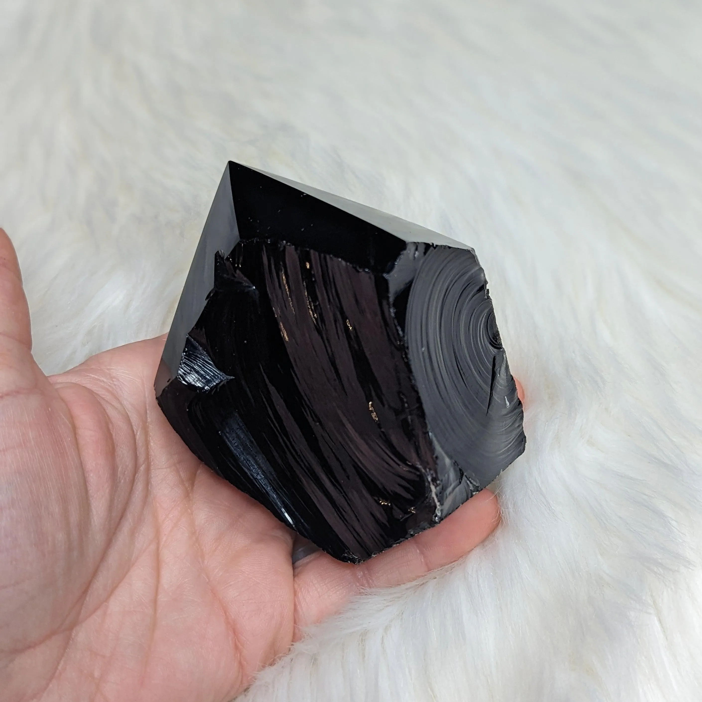 Black Obsidian Polished Point #3~ 6 Sides