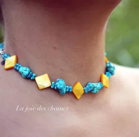 Blue & yellow choker