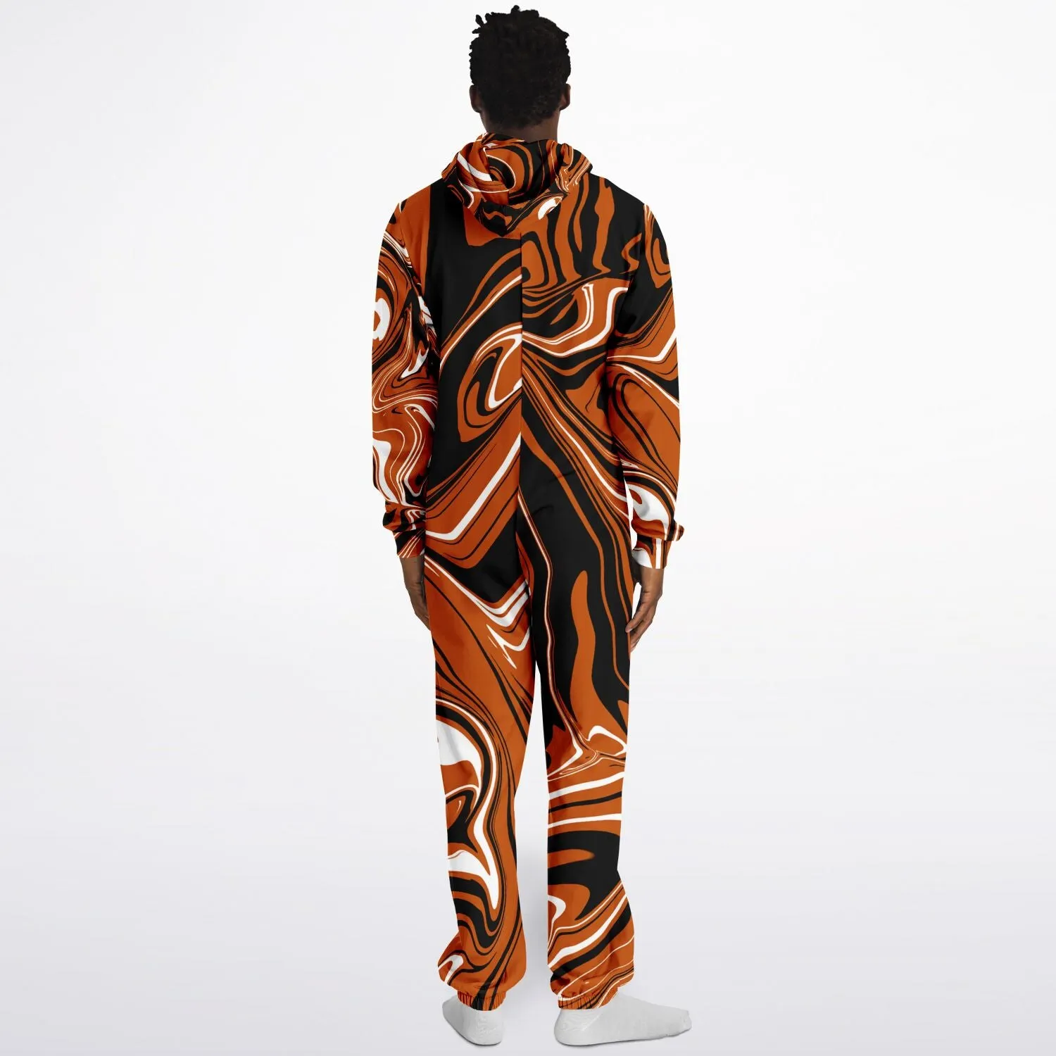 Burnt Orange, Black and White Abstract Melt Adult Unisex Onesie