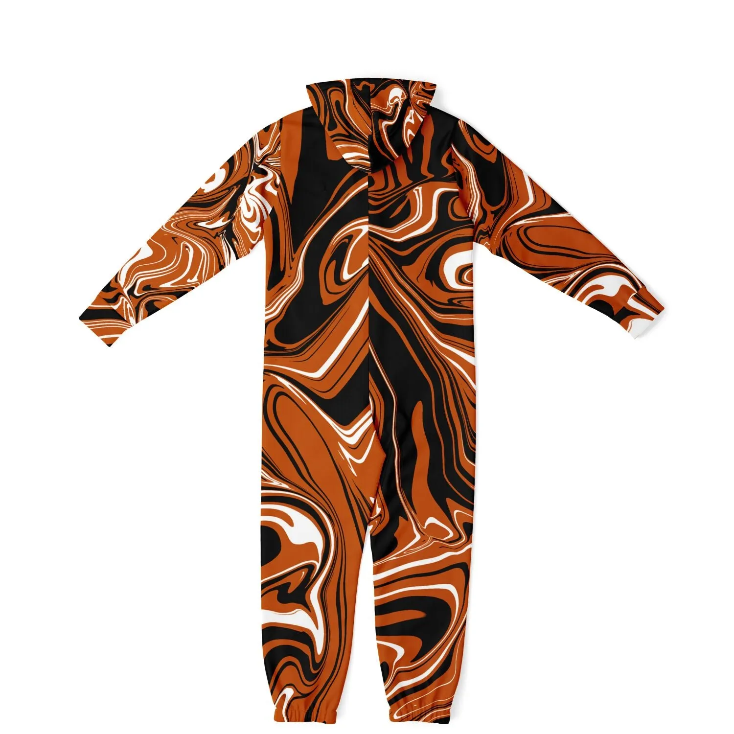 Burnt Orange, Black and White Abstract Melt Adult Unisex Onesie