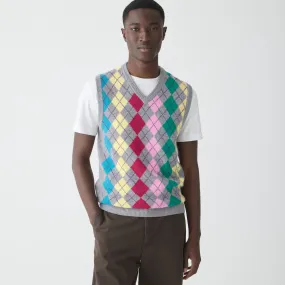 Cashmere sweater-vest in argyle