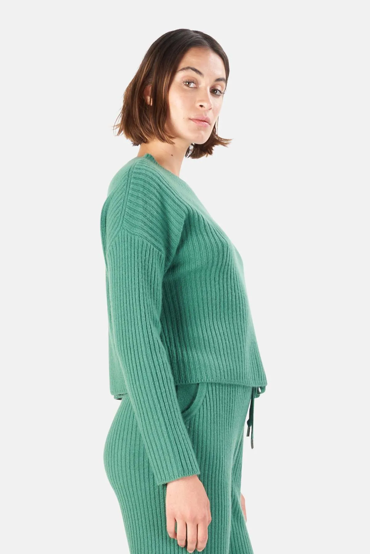 Chase Crop Cashmere Sweater - Green