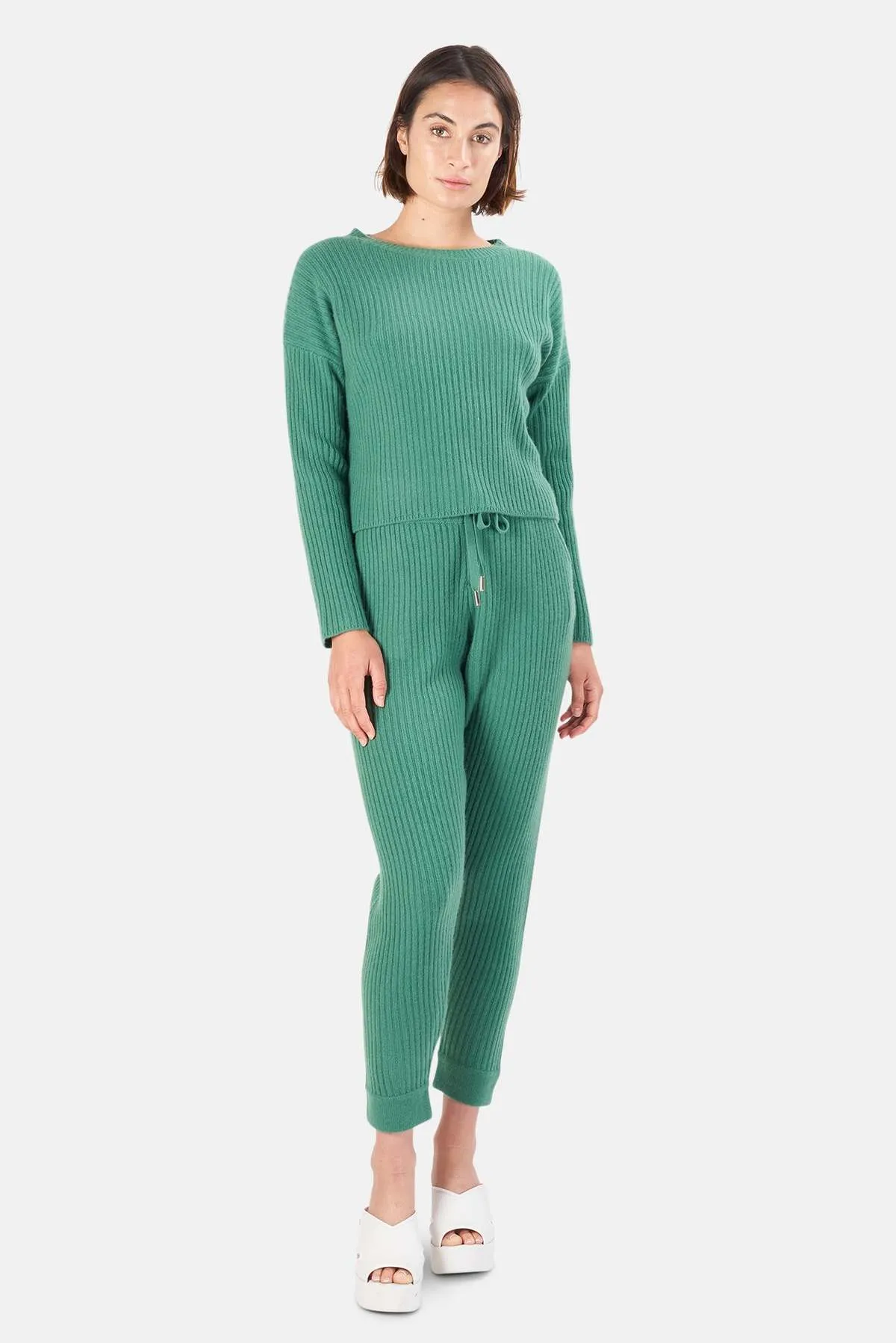 Chase Crop Cashmere Sweater - Green