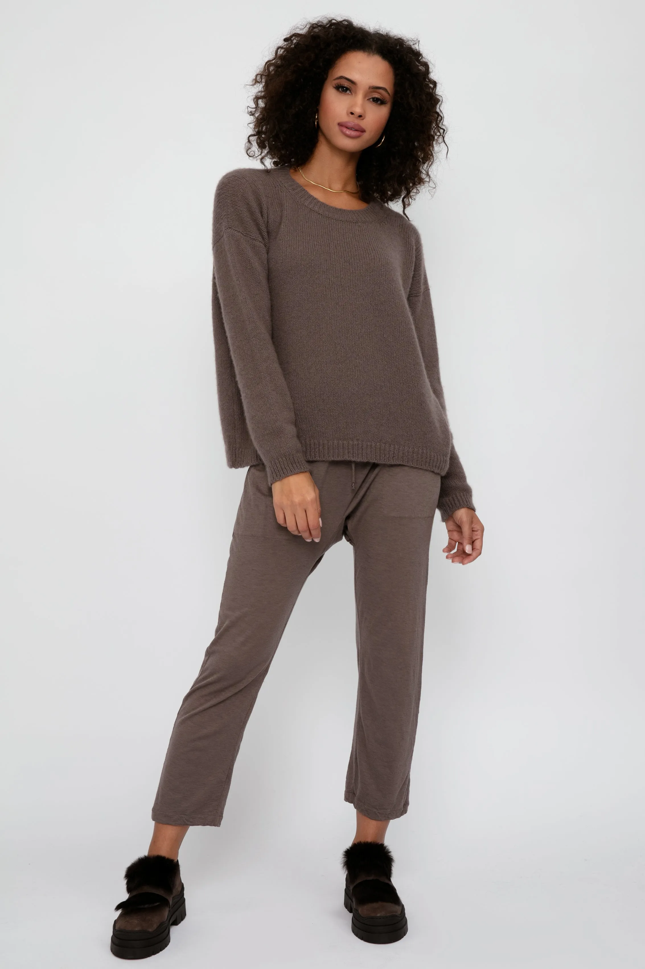 Cool Cashmere Jersey Jogger in Choco