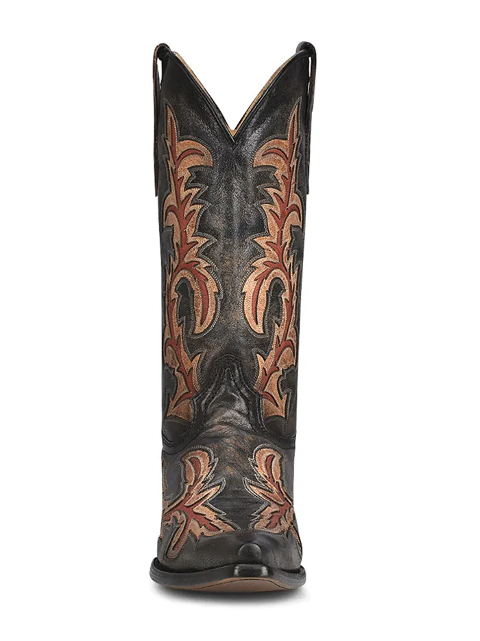 Corral C3883 Mens Inlay And Embroidery Cowboy Boots Black And Red