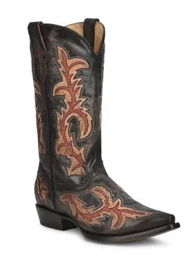 Corral C3883 Mens Inlay And Embroidery Cowboy Boots Black And Red