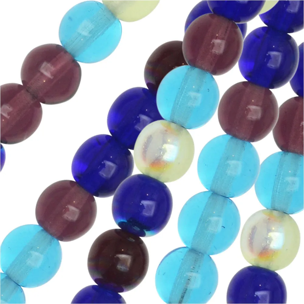 Czech Glass Druk Beads, Round 6mm, Gemtones Mix (50 Pieces)