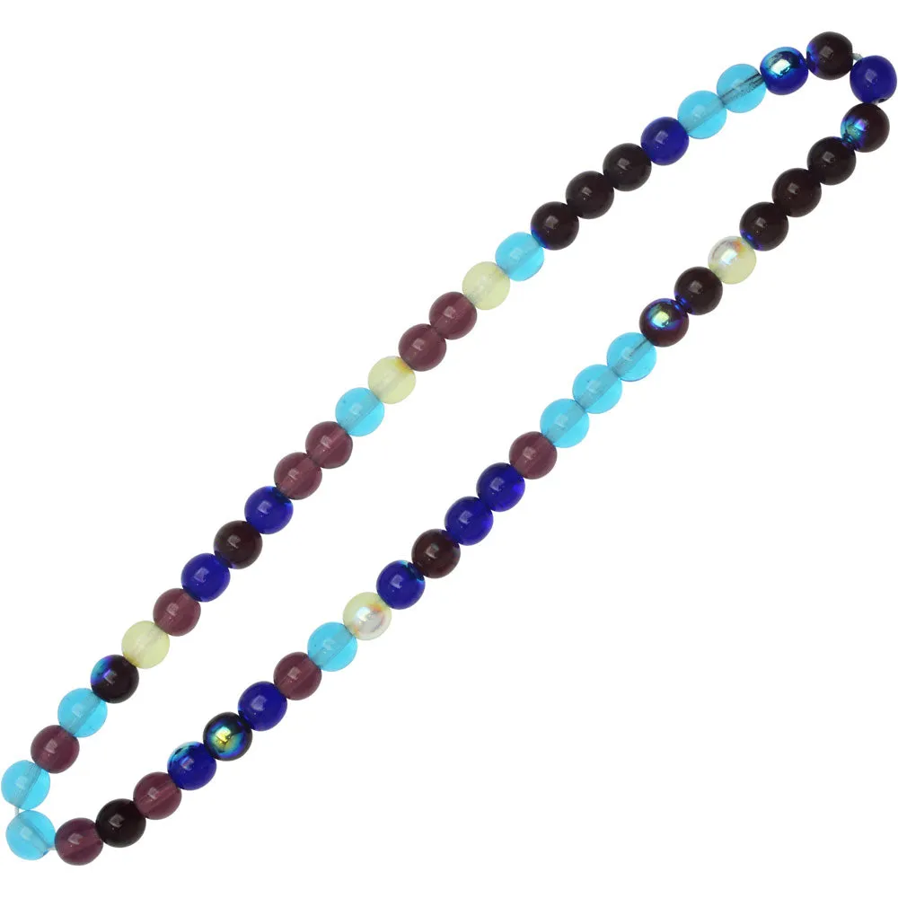 Czech Glass Druk Beads, Round 6mm, Gemtones Mix (50 Pieces)