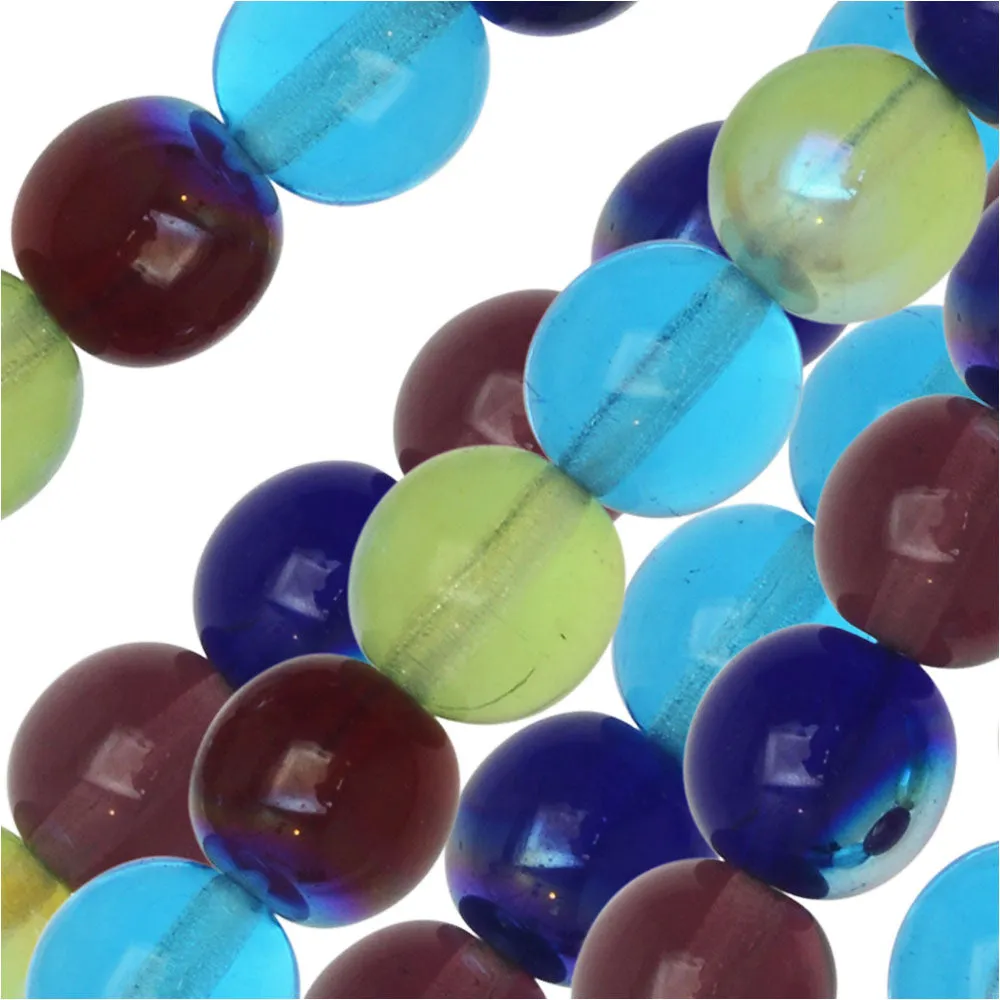 Czech Glass Druk Beads, Round 8mm, Gemtones Mix (50 Pieces)