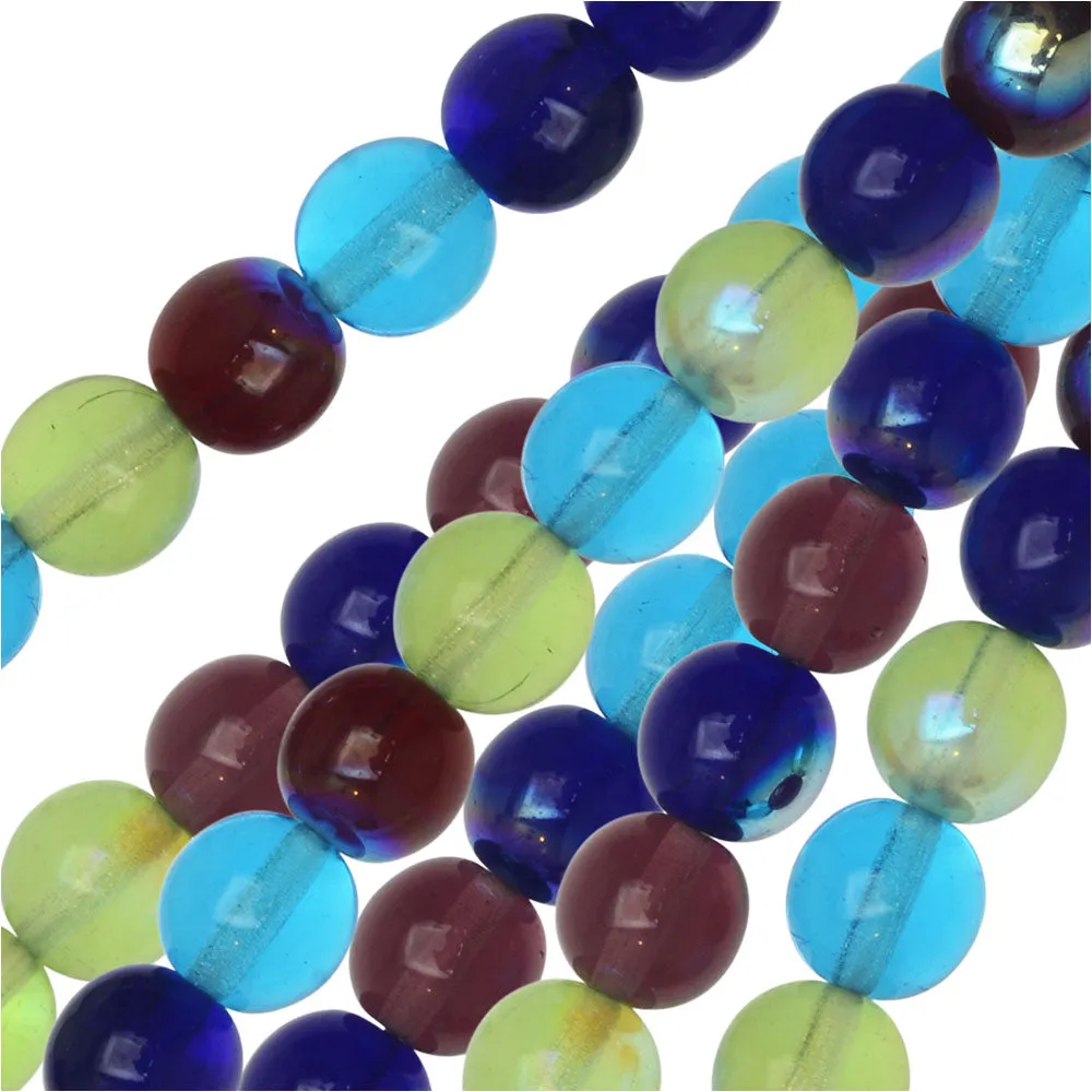 Czech Glass Druk Beads, Round 8mm, Gemtones Mix (50 Pieces)