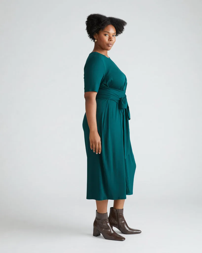 Delilah Liquid Jersey Dress - Forest Green