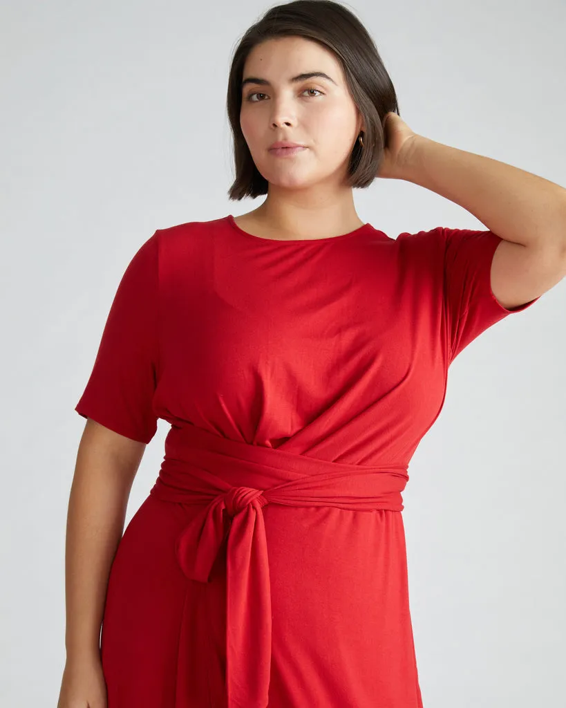 Delilah Liquid Jersey Dress - New York Red