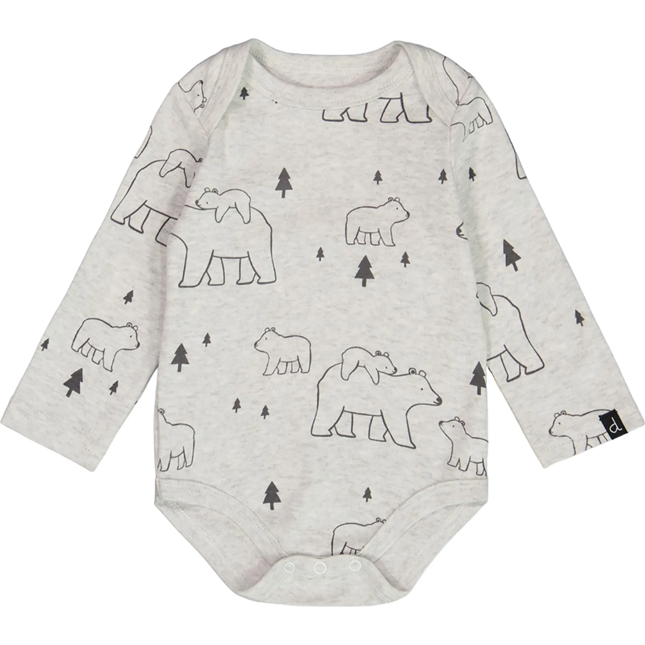 Deux par Deux All-Over Bears Print Organic Cotton Onesie, Gray Mix