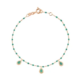 Emerald Mini 3 Lucky Cashmere Bracelet, Rose Gold, 6.7