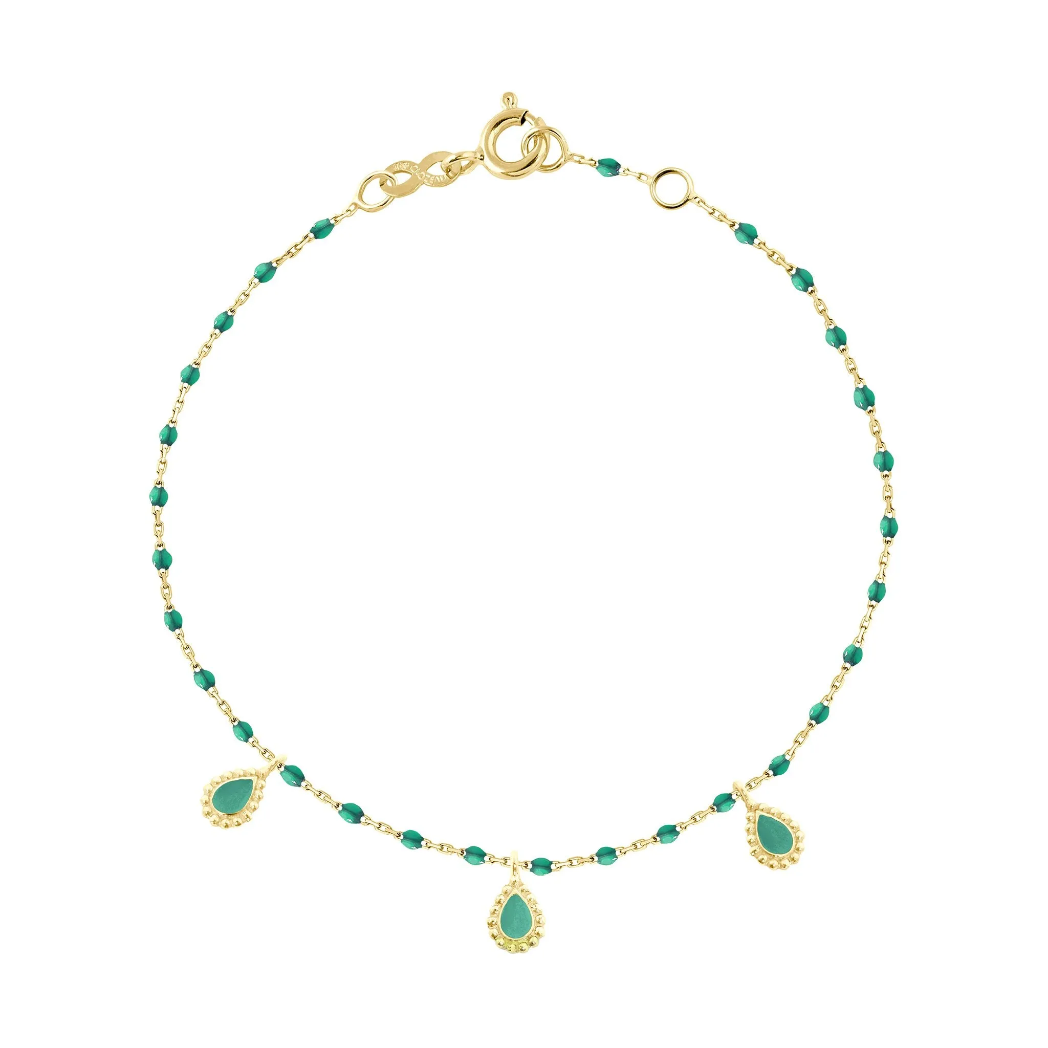 Emerald Mini 3 Lucky Cashmere Bracelet, Yellow Gold, 6.7