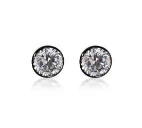 ER201B B.Tiff 2 ct Solitaire Black Anodized Stainless Steel Stud Earrings