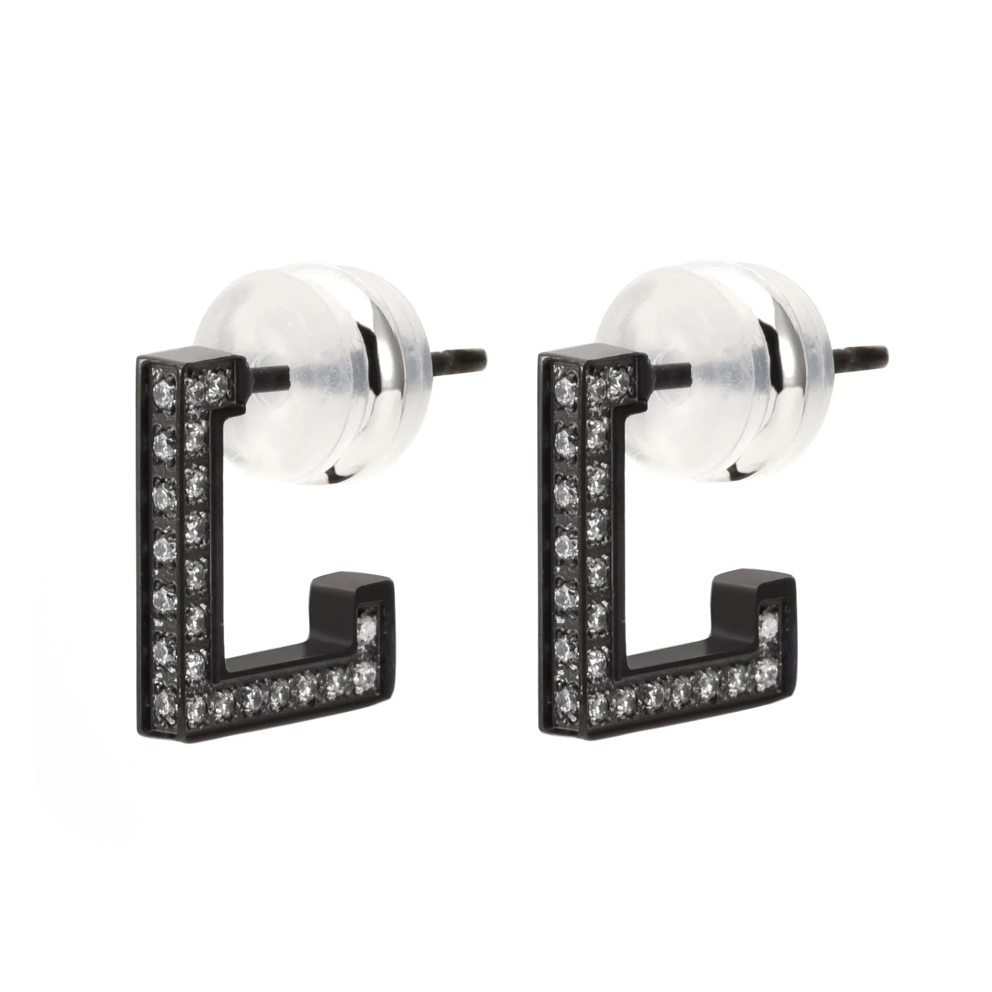 ER246B B.Tiff L-Bar Black Anodized Stainless Steel Earring