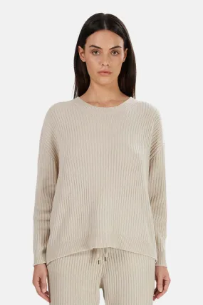 Evelyn Ribbed Cashmere Sweater - Cream