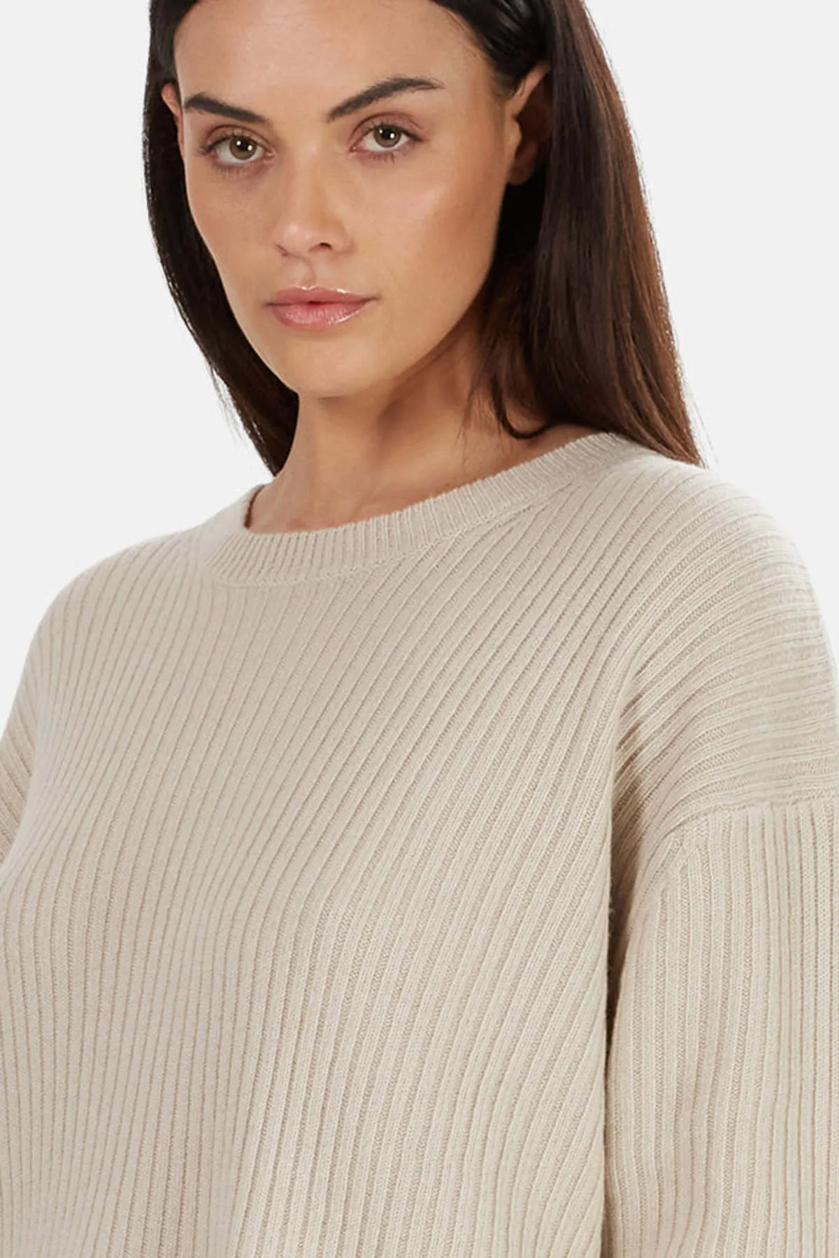 Evelyn Ribbed Cashmere Sweater - Cream