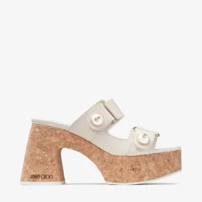 Fayence Wedge 95 Latte Leather Platform Wedge