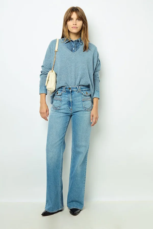 Gerard Darel JOURDAN BLUE OVERSIZED CASHMERE SWEATER