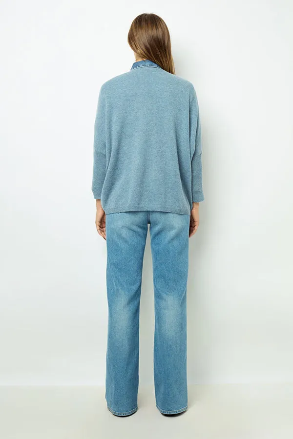 Gerard Darel JOURDAN BLUE OVERSIZED CASHMERE SWEATER