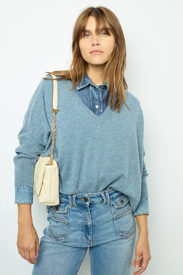 Gerard Darel JOURDAN BLUE OVERSIZED CASHMERE SWEATER