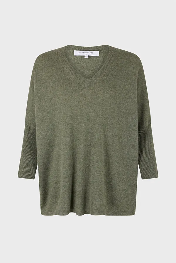 Gerard Darel JOURDAN KAKI OVERSIZED CASHMERE SWEATER