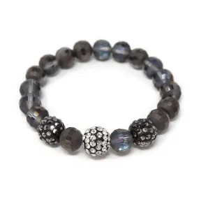 Glass Bead Pave Stretch Bracelets Black