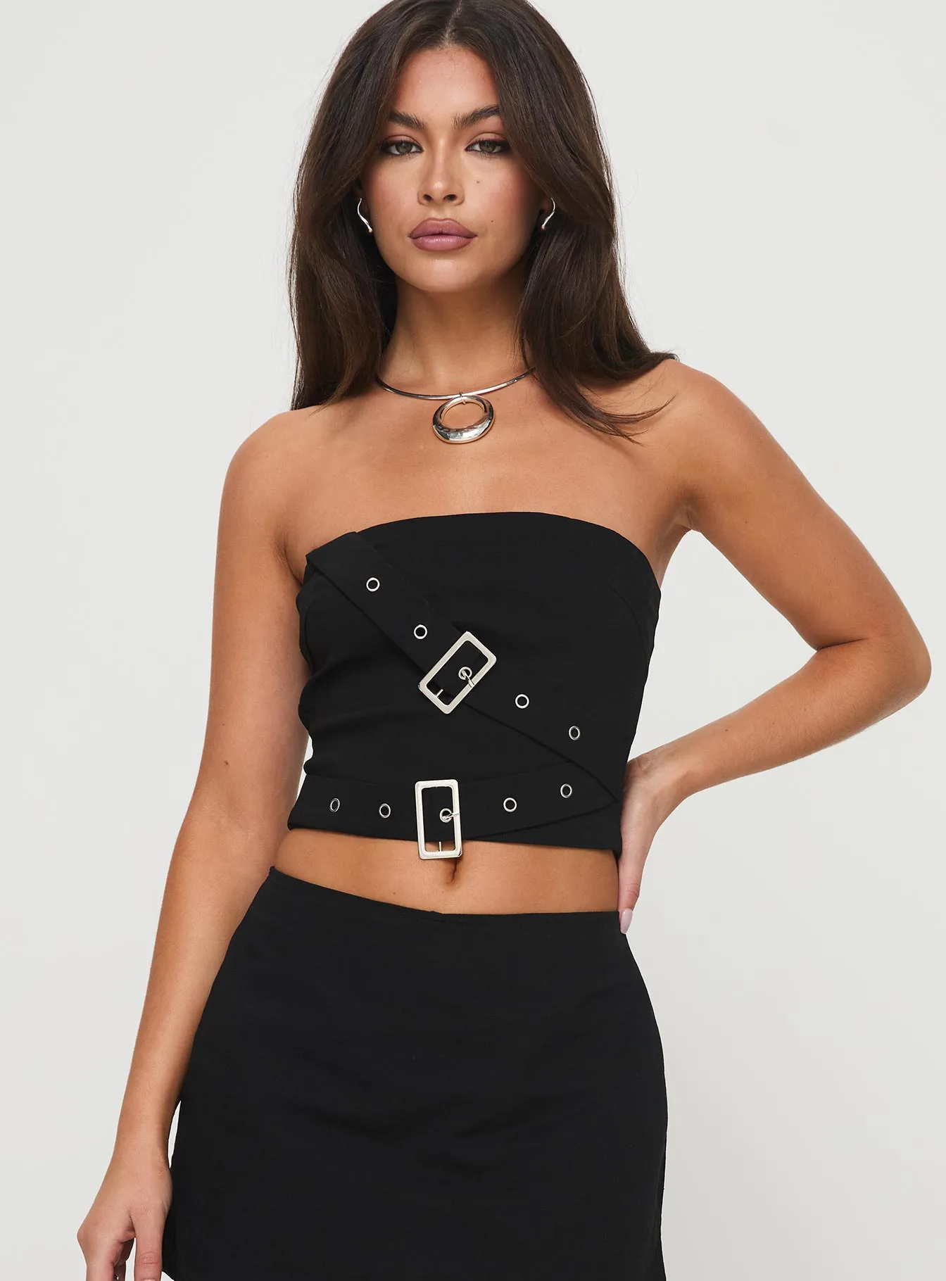 Haliman Strapless Top Black