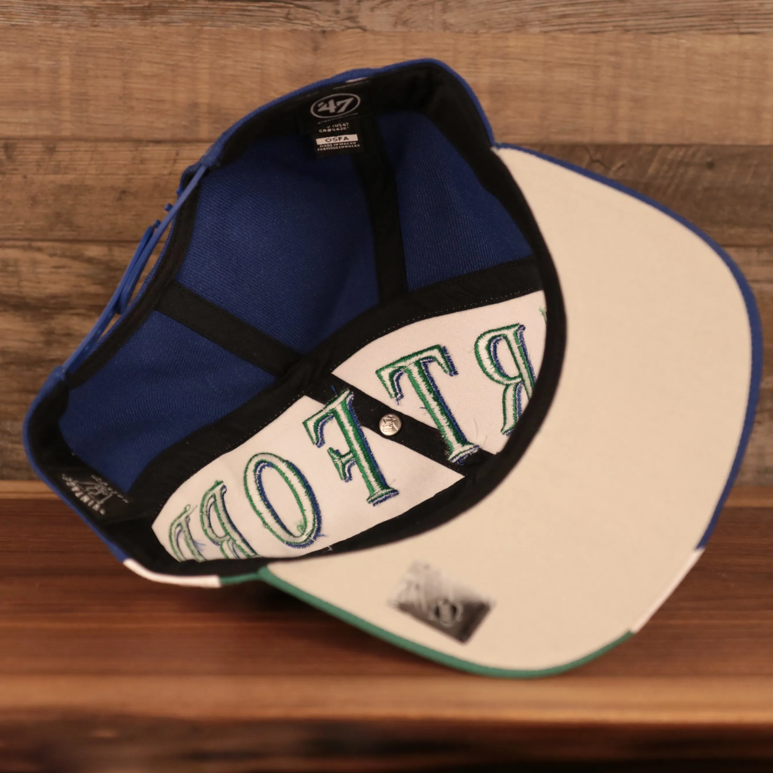 Hartford Whalers Blue White & Green Retro Adjustable Snapback Cap