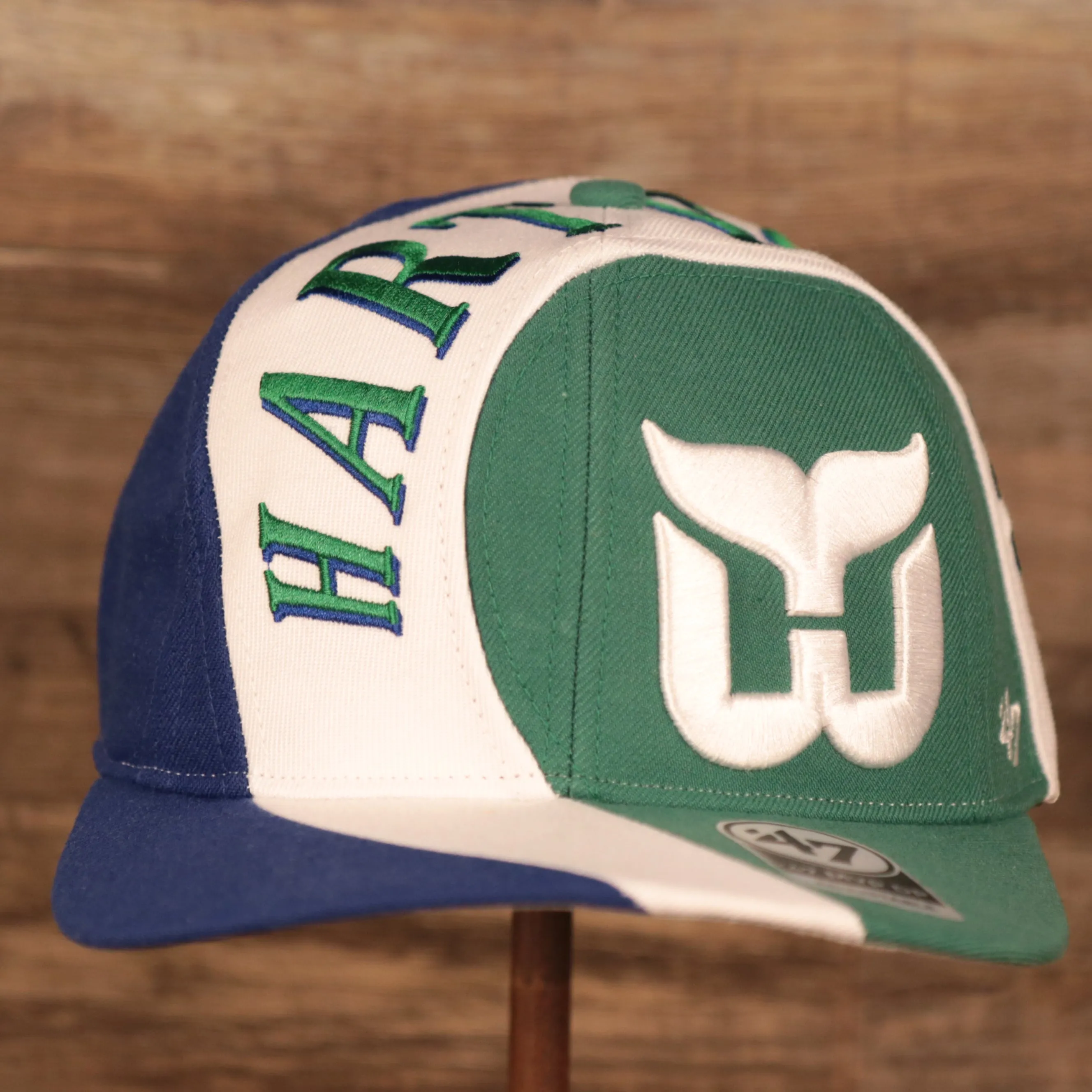 Hartford Whalers Blue White & Green Retro Adjustable Snapback Cap