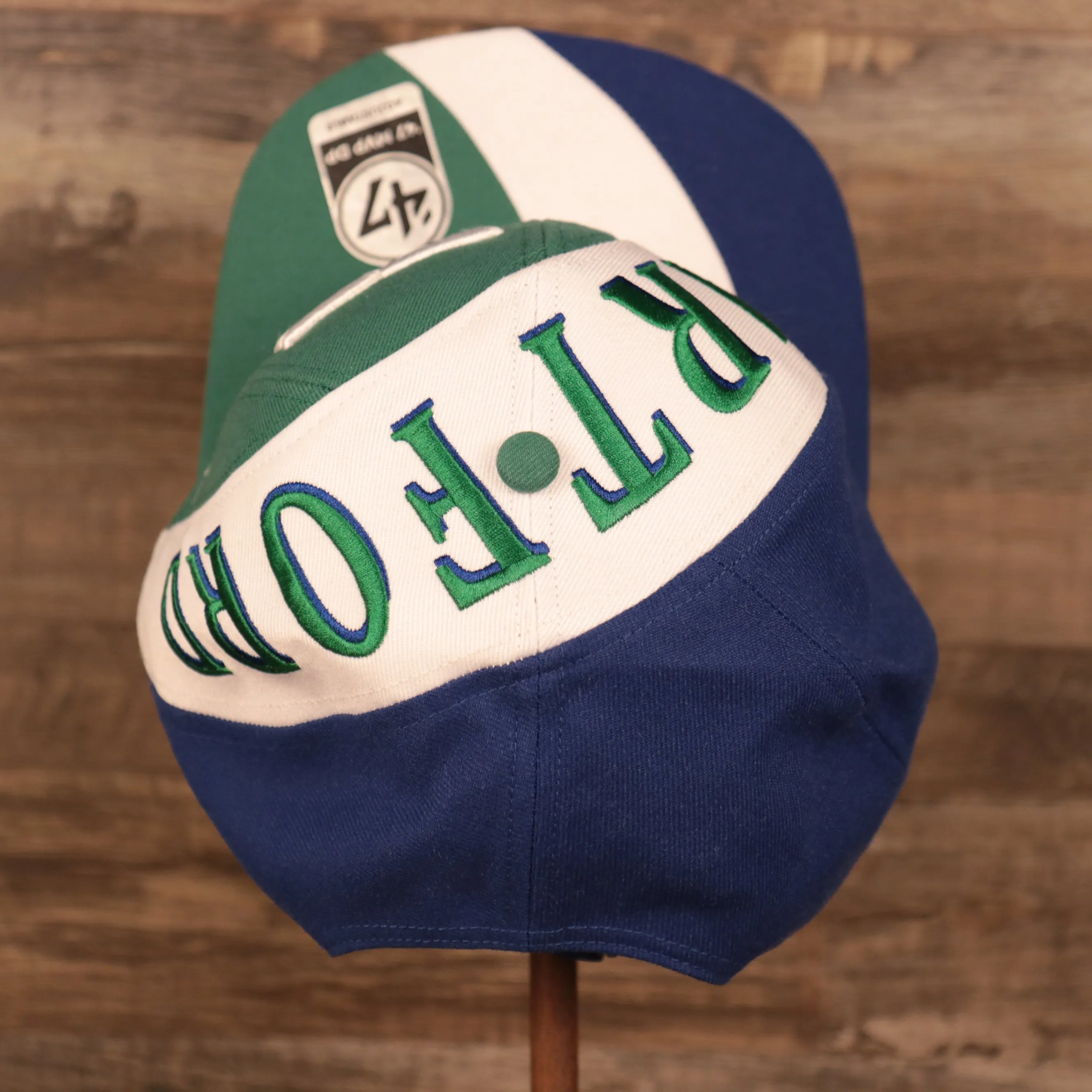 Hartford Whalers Blue White & Green Retro Adjustable Snapback Cap