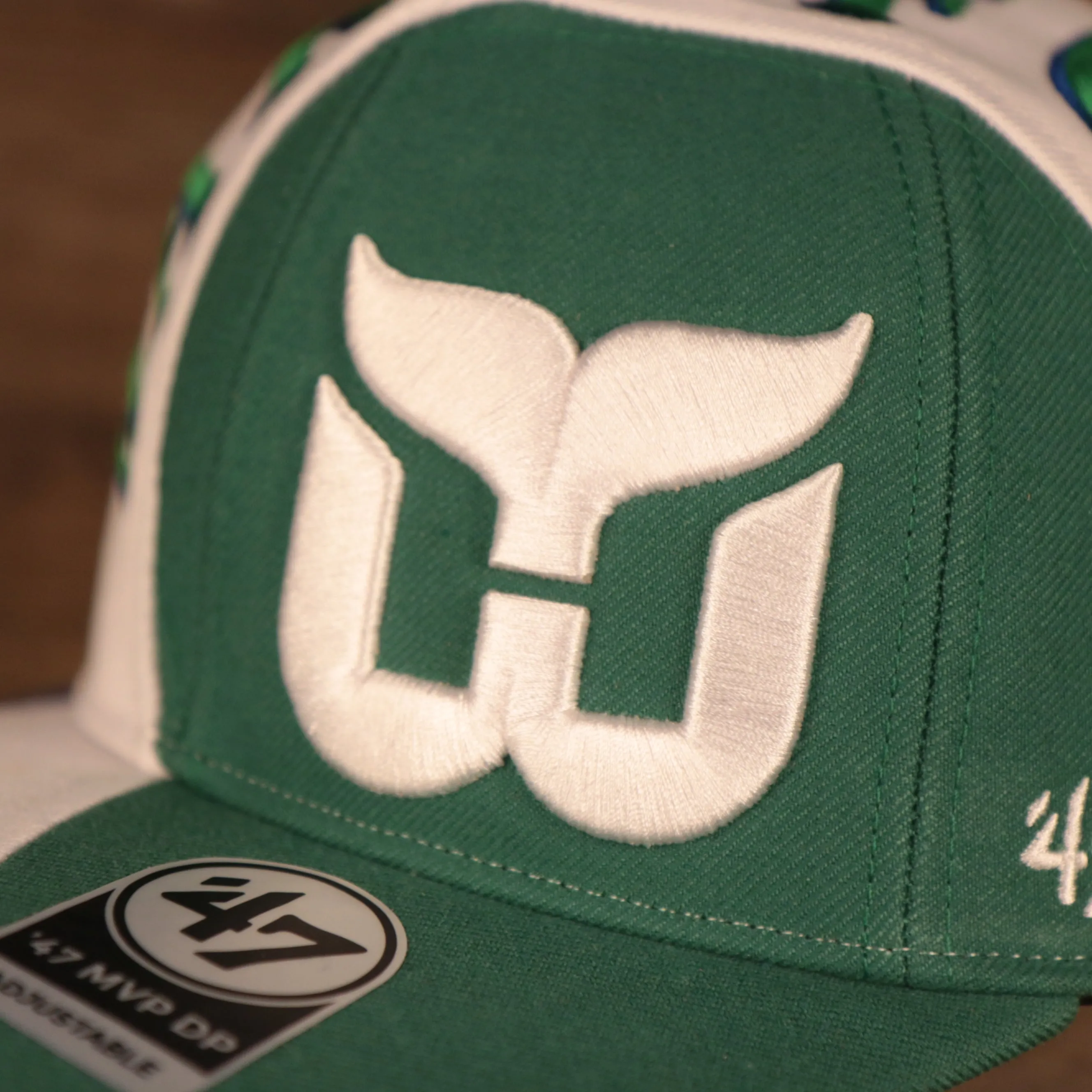 Hartford Whalers Blue White & Green Retro Adjustable Snapback Cap