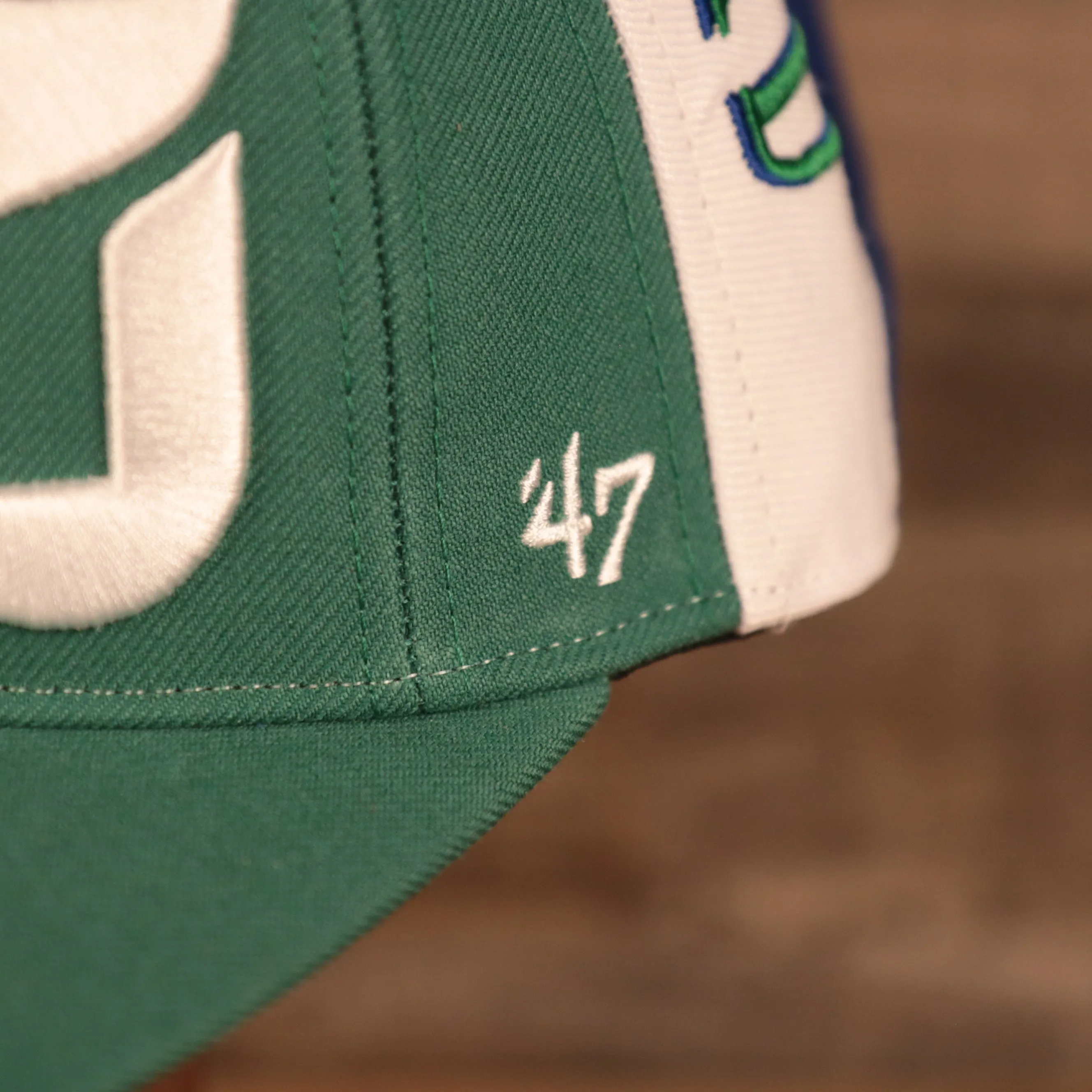 Hartford Whalers Blue White & Green Retro Adjustable Snapback Cap