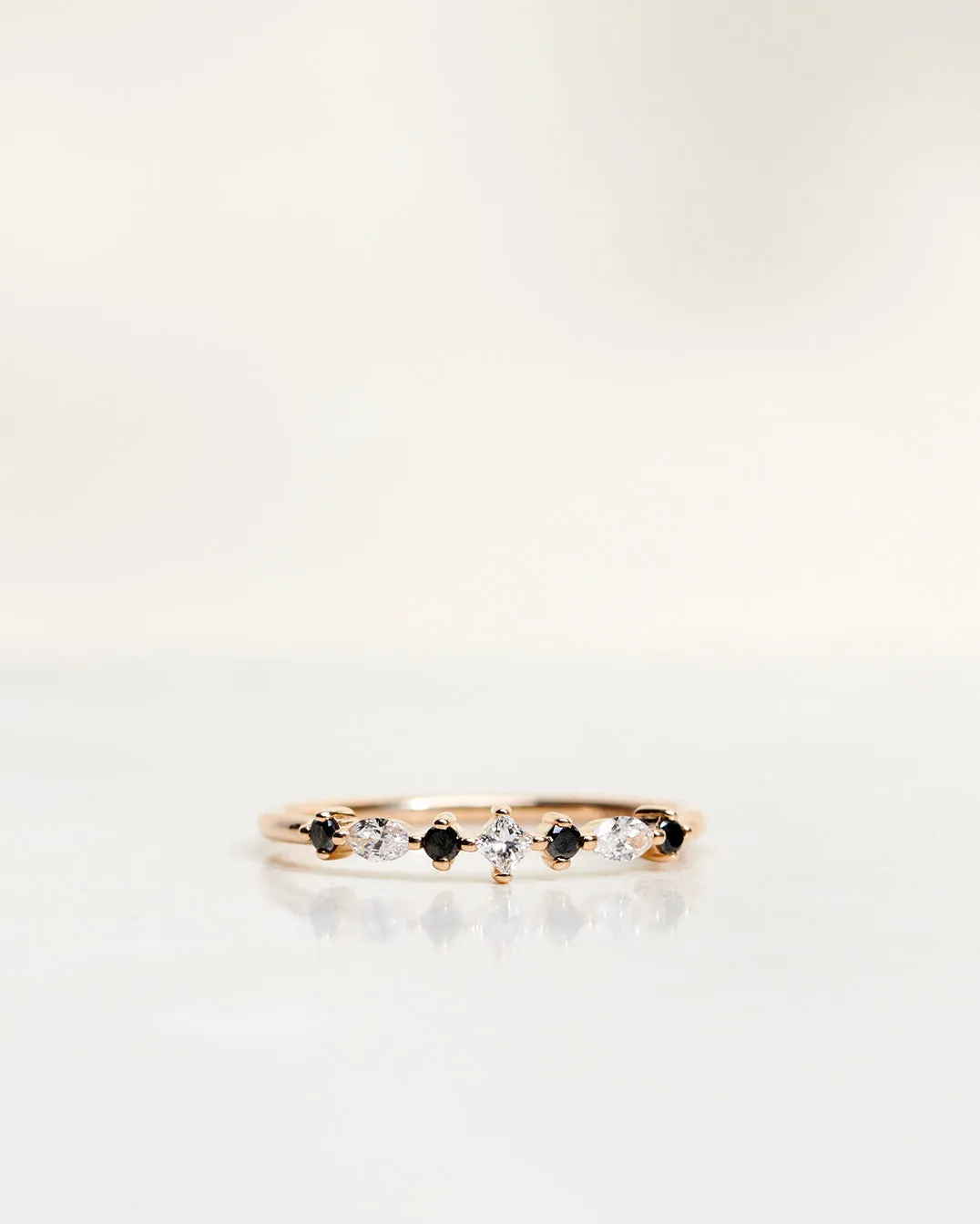 Hilda Ring with black and white diamonds