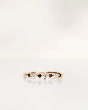 Hilda Ring with black and white diamonds