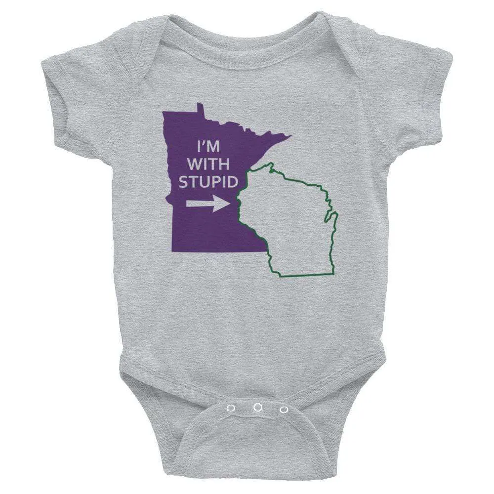 I'm With Stupid Minnesota Vikings vs. Green Bay Packers Baby Onesie