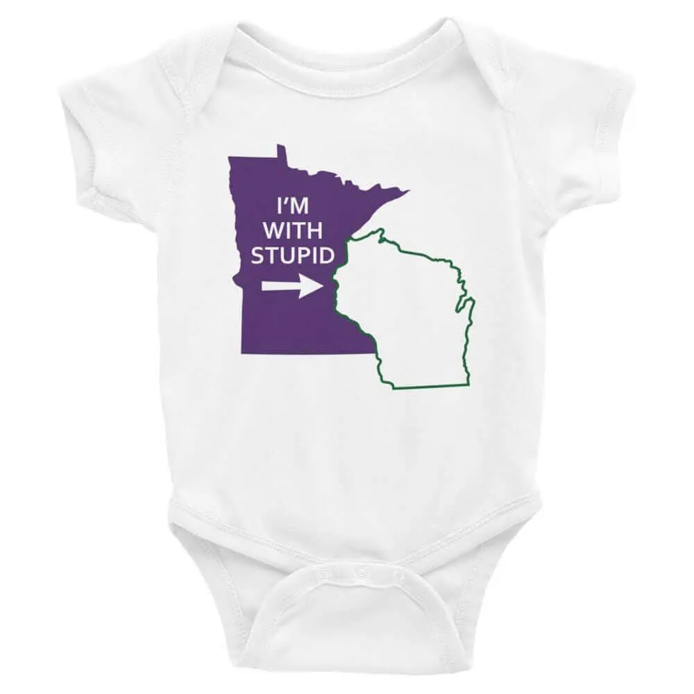 I'm With Stupid Minnesota Vikings vs. Green Bay Packers Baby Onesie