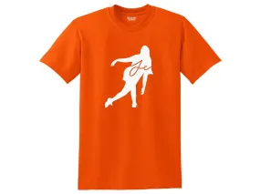 Jacqueline Evans CoolWick Bowling 50/50 T-Shirt Orange White