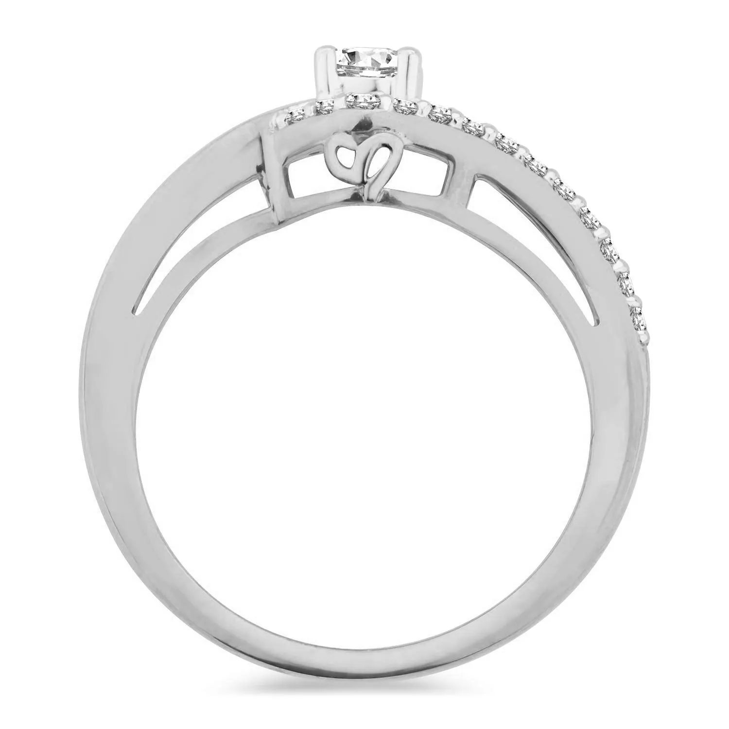 Jewelili 10K White Gold With 1/2 CTTW Diamonds Engagement Ring