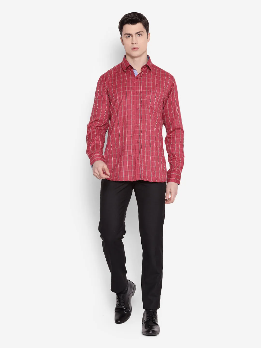 JUMP USA Men Red Solid PolyCotton Casual Shirts