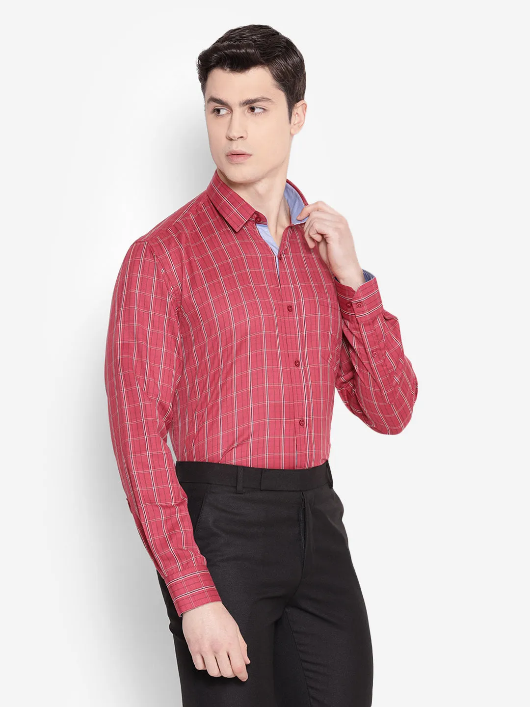 JUMP USA Men Red Solid PolyCotton Casual Shirts