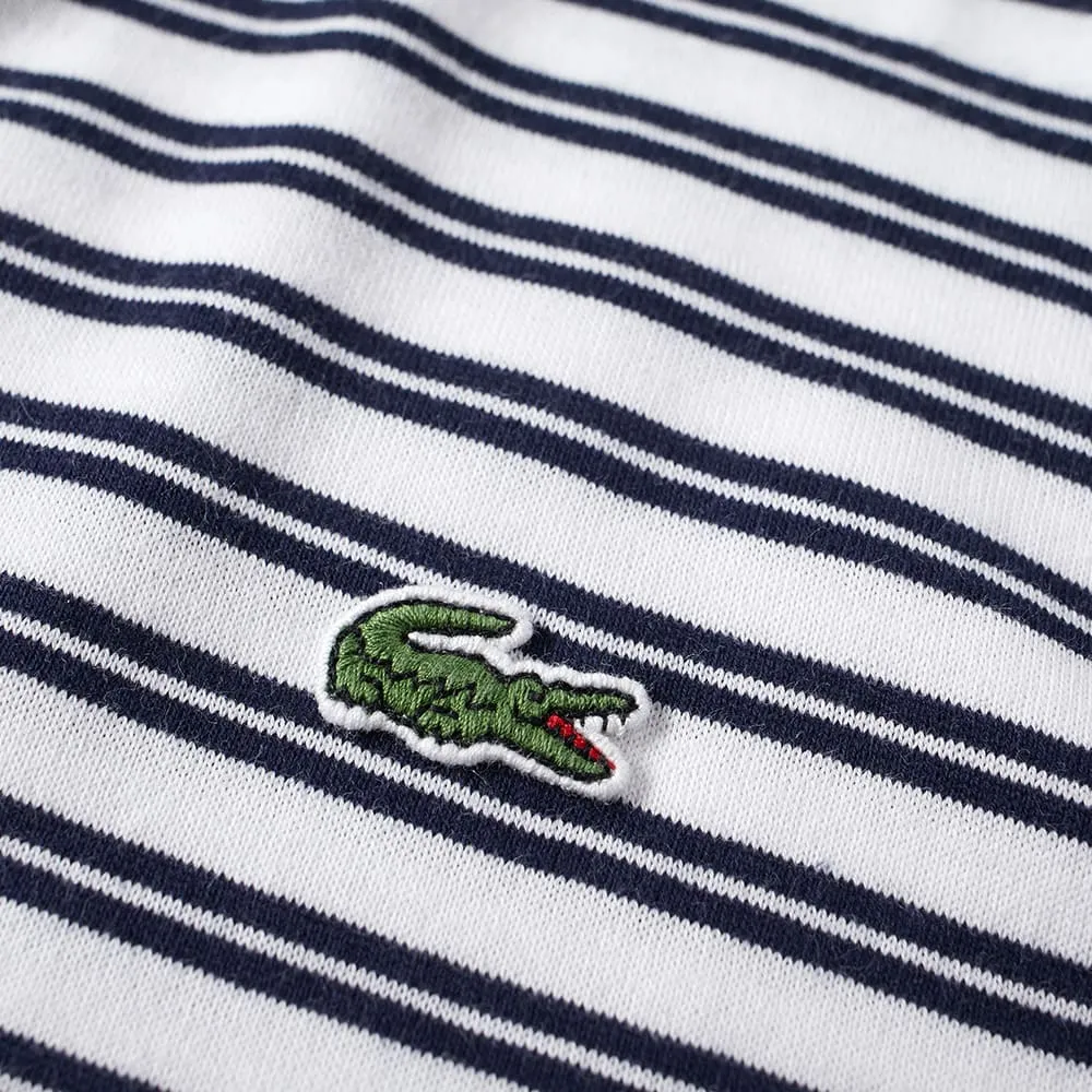 Lacoste Stripe Jersey TeeWhite & Navy