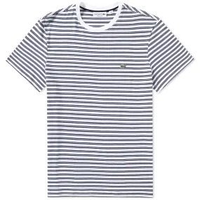 Lacoste Stripe Jersey TeeWhite & Navy