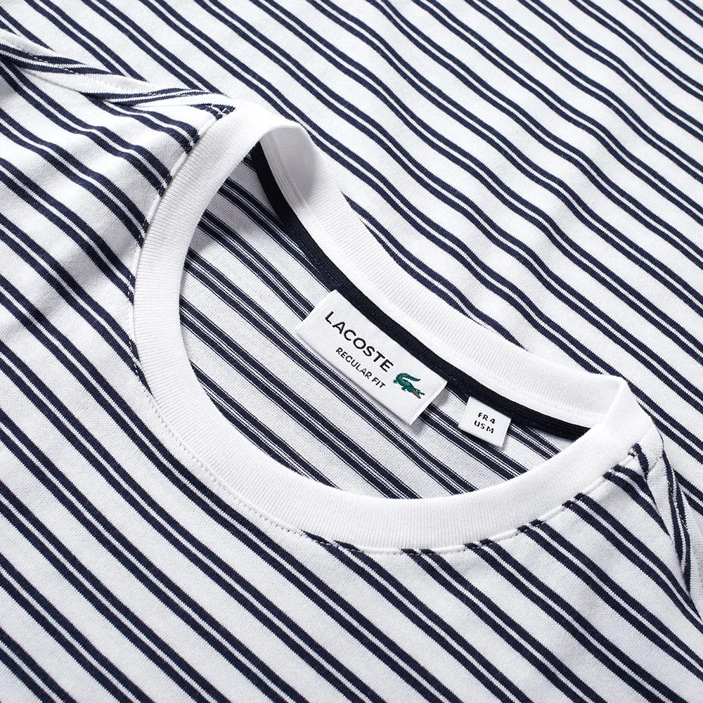 Lacoste Stripe Jersey TeeWhite & Navy