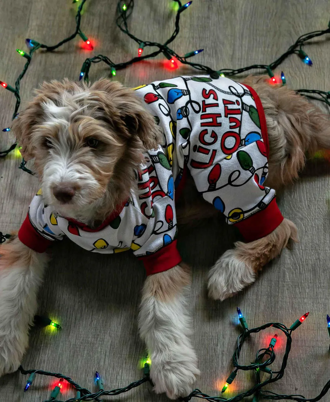 Lights Out Dog Onesie Christmas Flapjack