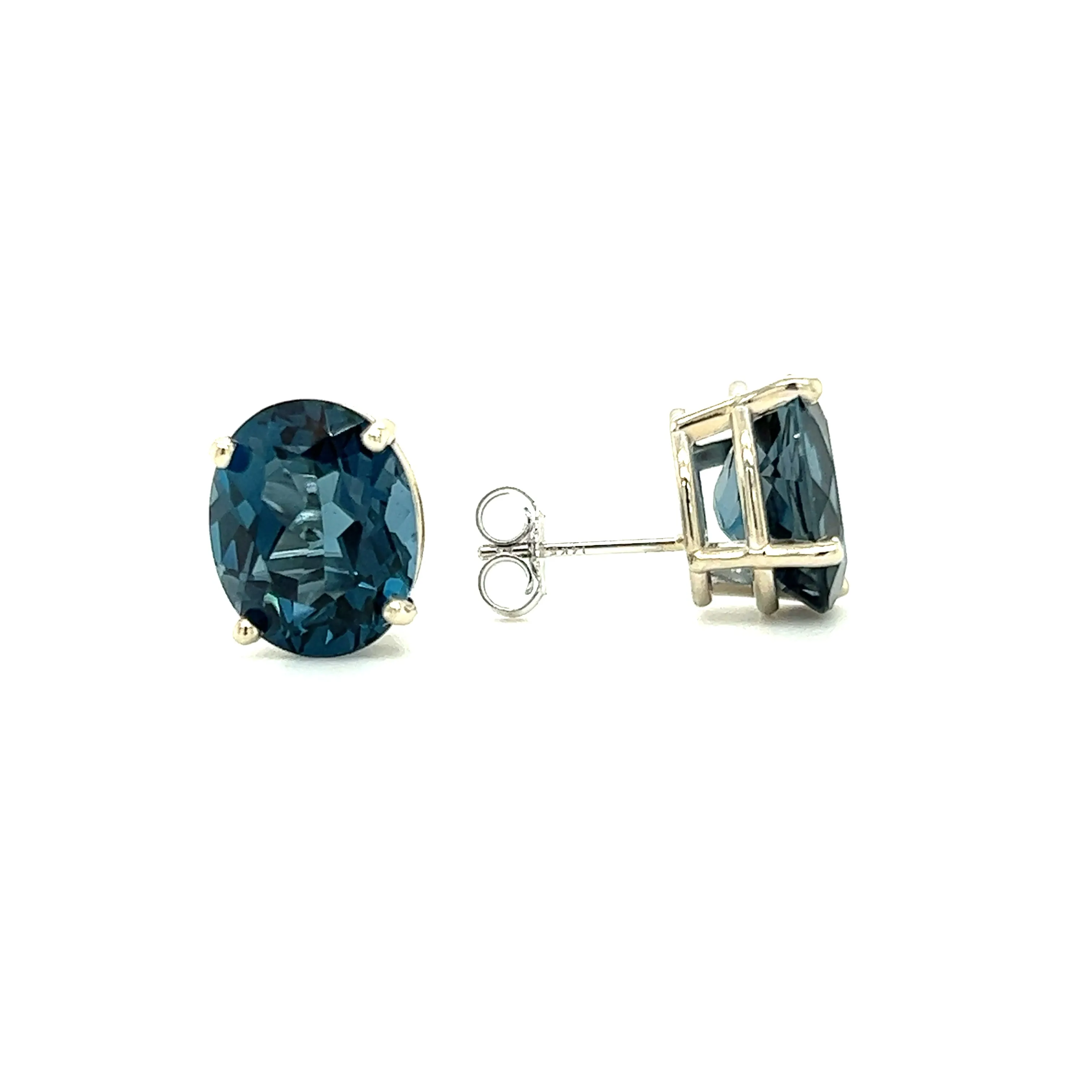 London Blue Topaz Stud Earrings in 14K White Gold