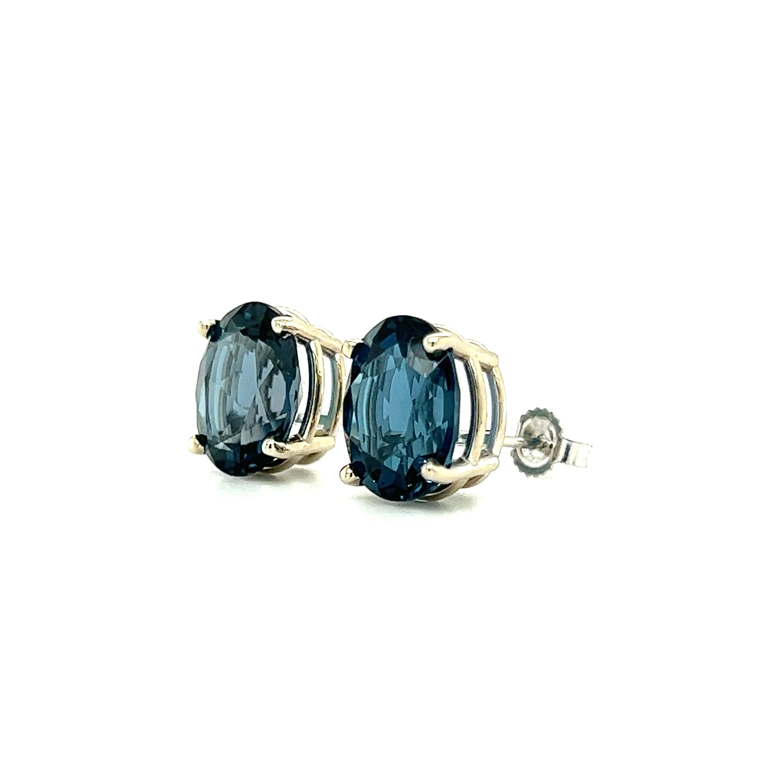 London Blue Topaz Stud Earrings in 14K White Gold