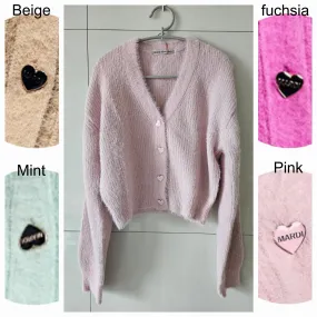 Mardi Mercredi  |Heart Casual Style Plain Cardigans